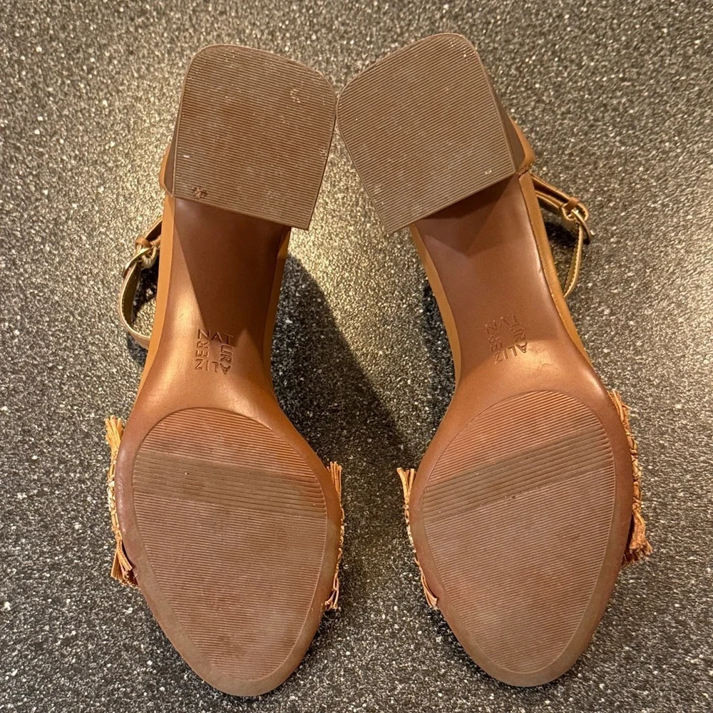 Naturalizer Women’s Tan Fringe Block Heeled Sandals - size 10 - Picture 8 of 8